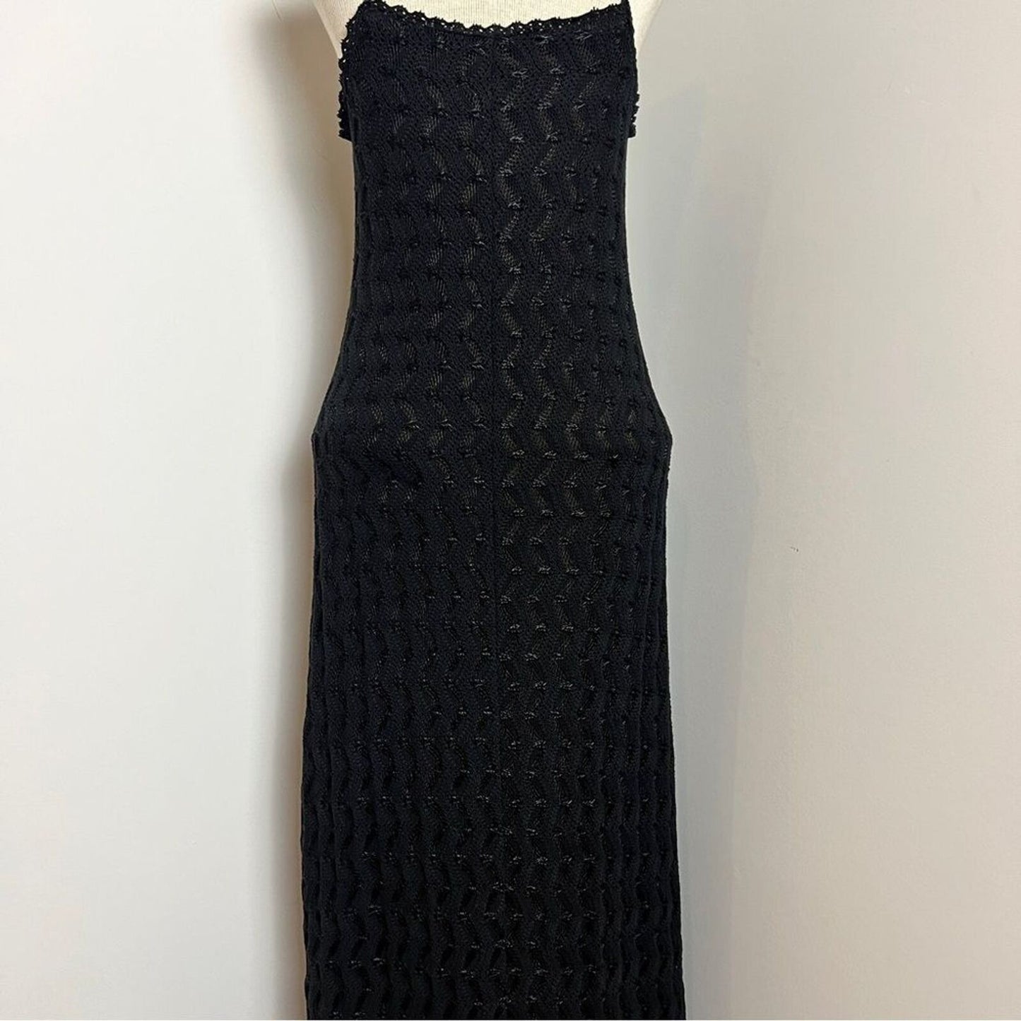 Parallel Dresses Spaghetti Vintage Strap Black Knit Lined Dress Sz 8 (519)