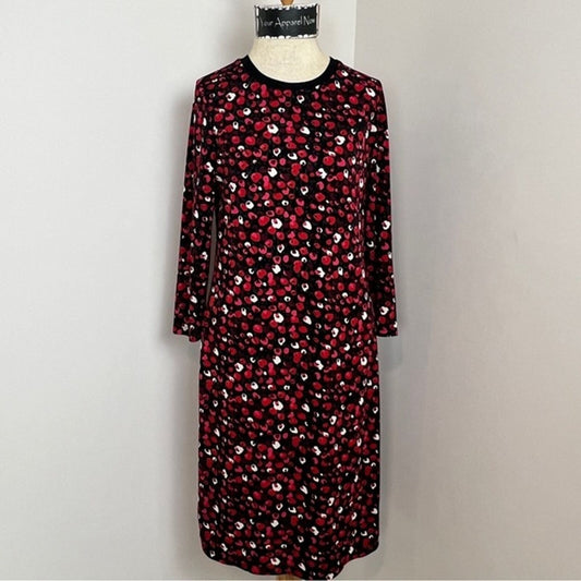 Ralph Lauren Poppy Red Floral Print Jersey Stretch Dress size Small (222)