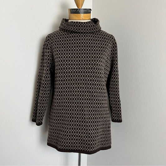 Talbots Petites Brown Pure Merino Wool 3/4 Sleeves Turtle Neck Sweater Sz Lp 508