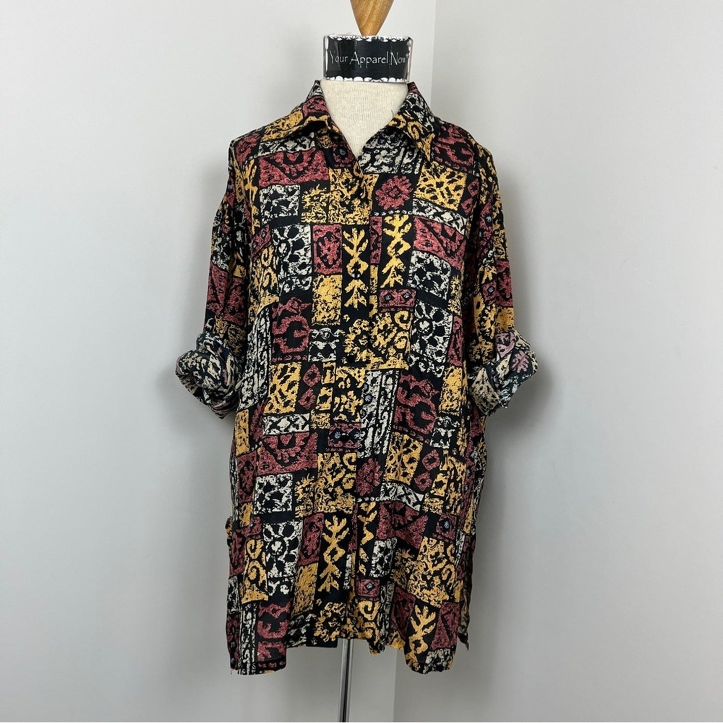 BOGARI Vintage Button Down Silk Collar Blouse Size M (260)