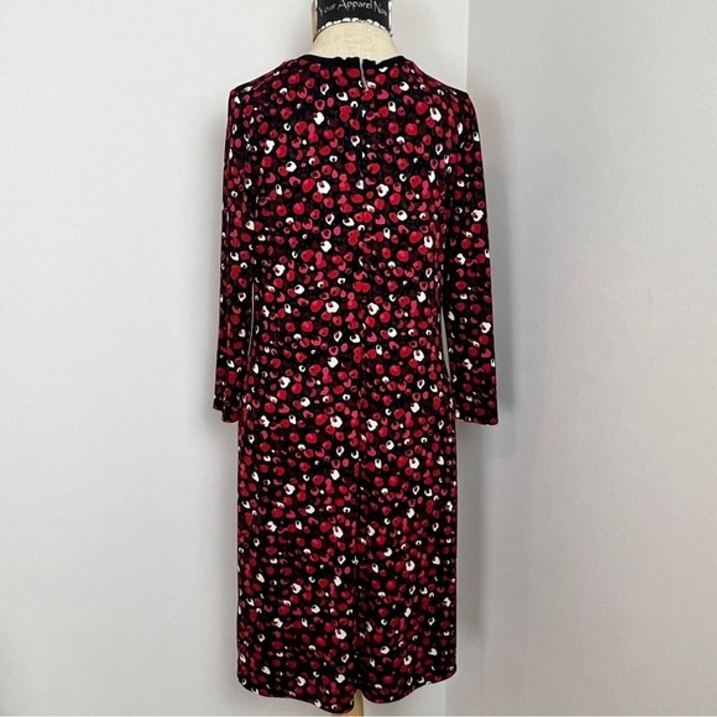 Ralph Lauren Poppy Red Floral Print Jersey Stretch Dress size Small (222)