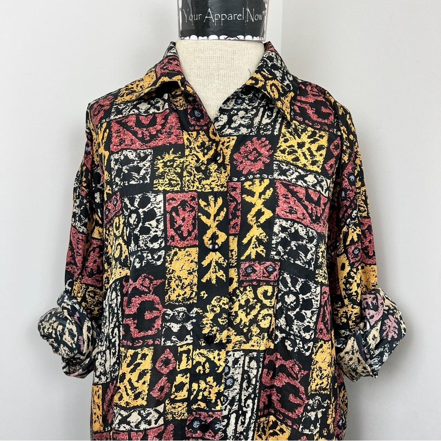 BOGARI Vintage Button Down Silk Collar Blouse Size M (260)