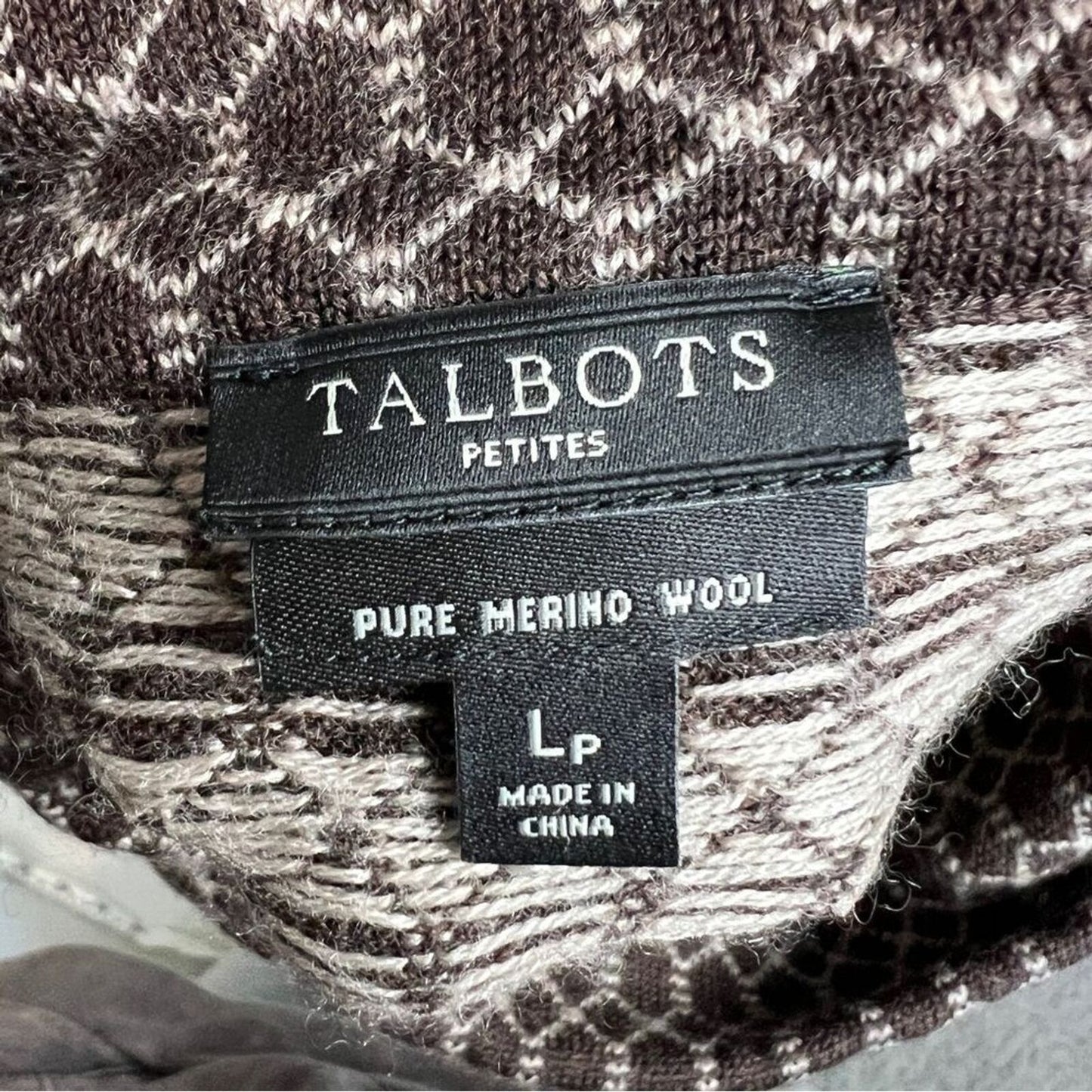 Talbots Petites Brown Pure Merino Wool 3/4 Sleeves Turtle Neck Sweater Sz Lp 508