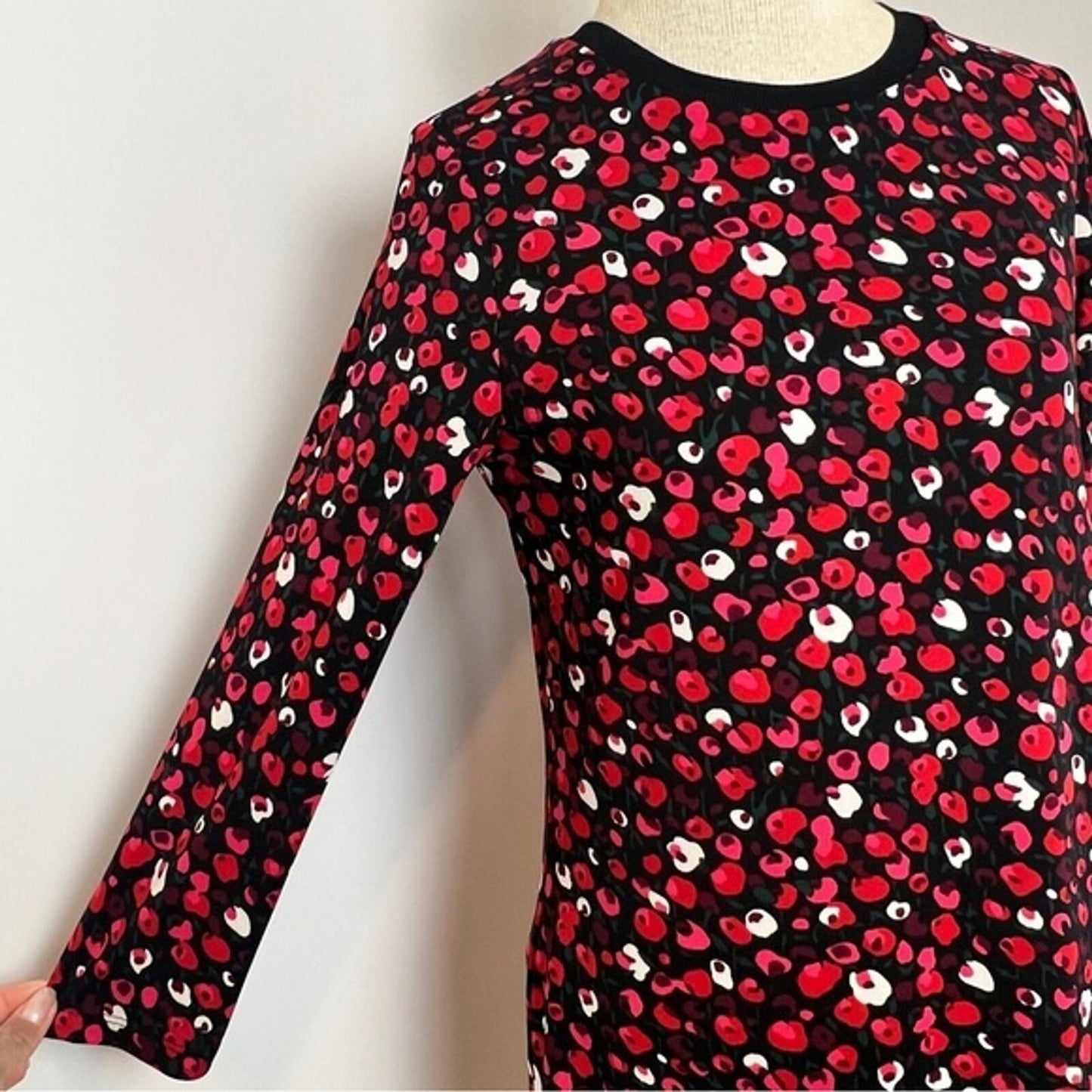 Ralph Lauren Poppy Red Floral Print Jersey Stretch Dress size Small (222)