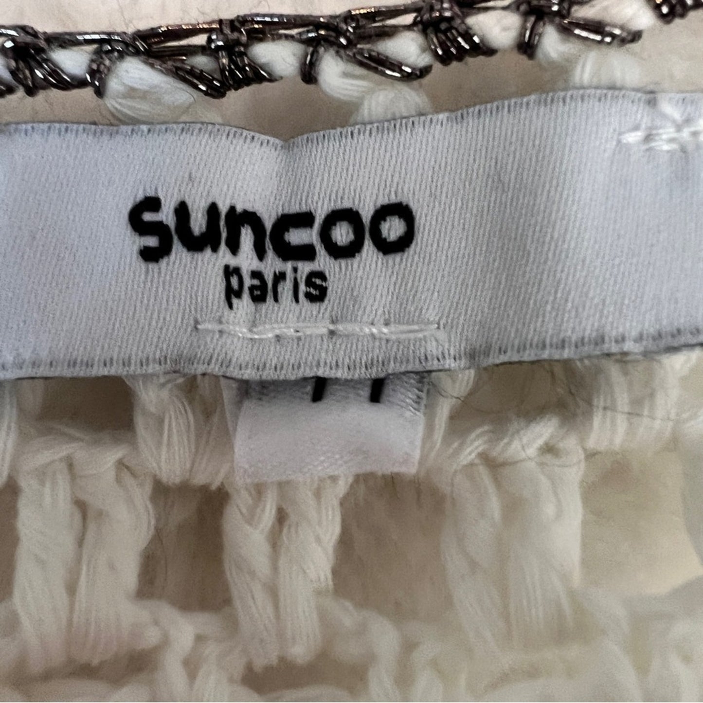 Suncoo Ivory Long Sleeve Zip Up Knit Sweater Cardigan Size T1= Small (328)